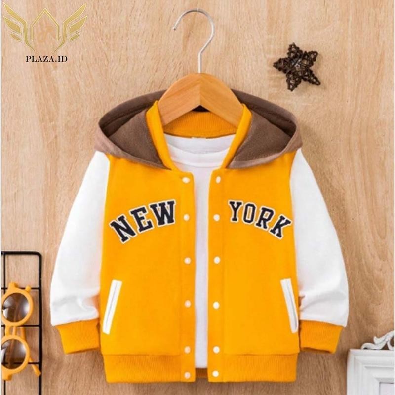 Jaket Varsity Jaket Baseball Cewek Cowok Jaket Berkancing  kuning putih Hoodie Korean Style Bahan Fl