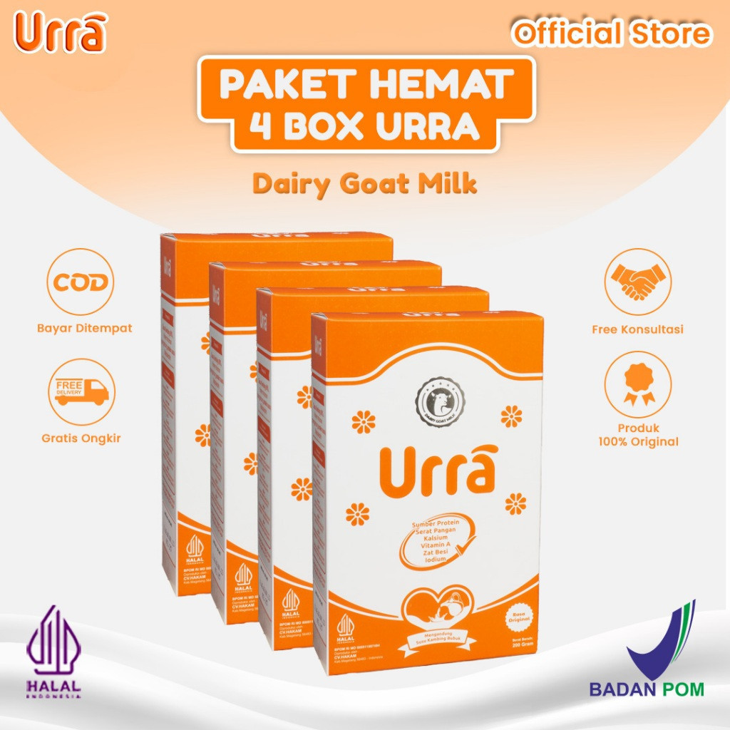 

Bisa COD Urra Paket 1 BOX URRA Susu Kambing Saanen Untuk Penambah Berat Badan & Tinggi Badan Anak - 4 Box Free Gudiback