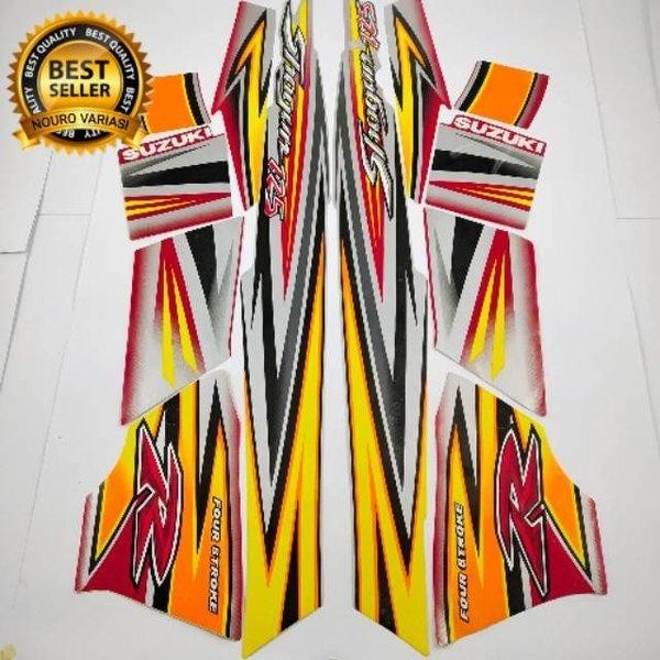 striping suzuki shogun r 125 2006 merah silver body standar