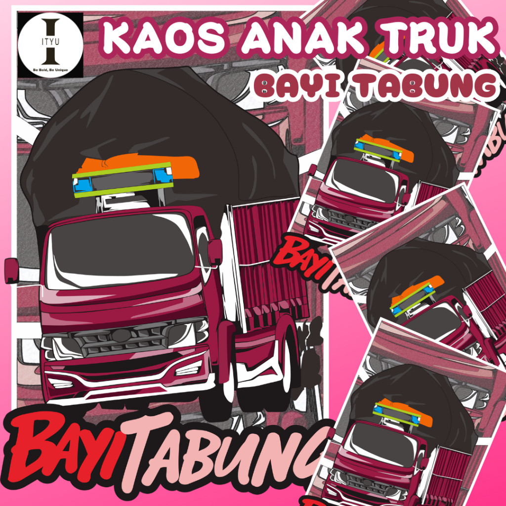 Kaos T Shirt Anak Truk Oleng Bayi Tabung usia 5-10 tahun cotton combed sablon dtf Free Stiker bus ma