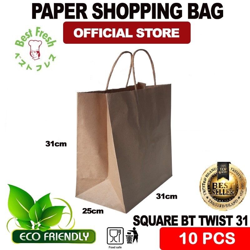 

Paper Bag Shopping SQUARE BT TWIST 31| Tas Shopping Paper | paper Shopping Bag