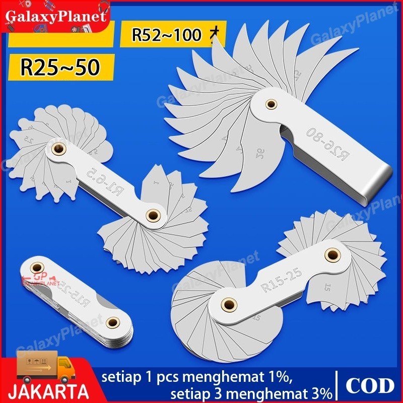 Radius Gauge /Alat Ukur Radius R25-50 R Gauge Alat Pengukur Radius /Alat Ukur Celah Untuk Machinist 