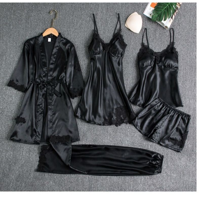 BAJU TIDUR WANITA PIYAMA SET KIMONO 5 IN 1 /BAJU TIDUR SEXY WANITA / BAJU DINAS / LINGERIE SET KIMON