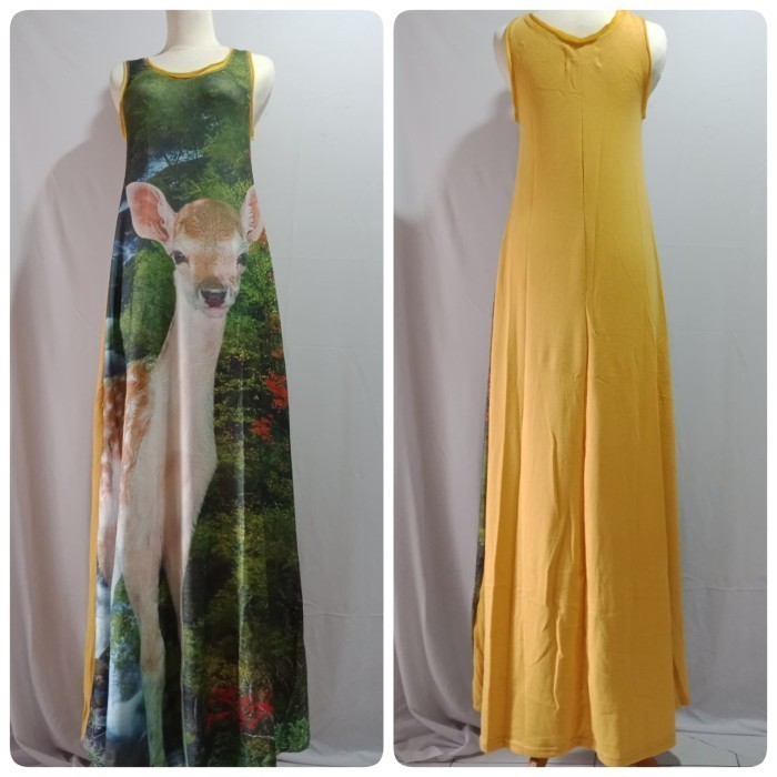 Dress terusan wanita bahan kaos bergambar 10