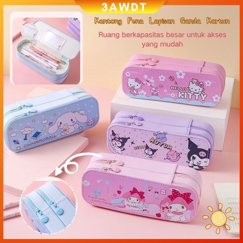 

【COD】Stiker gratis Sanrio Kotak Pensil Kapasitas Besar Dua Lapis/Kuromi Tas Pensil Kapasitas Besar Dua Lapis Kotak Pensil Karakter Kartun Sanrio Kotak /Perempuan Organizer Alat Tulis Kantor Perlengkapan Sekolah