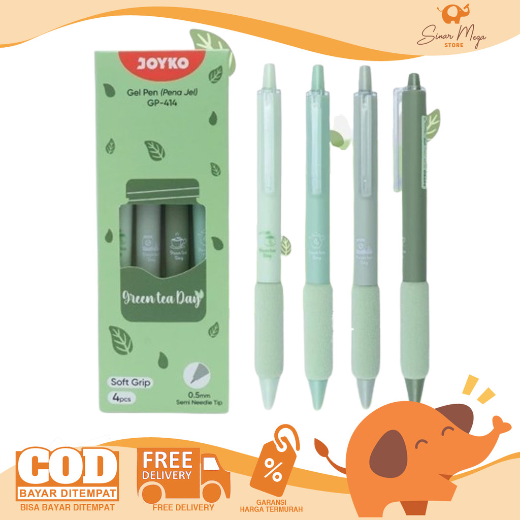 

JOYKO Gel Pen GP-414 Green Tea Black - Pulpen Pena Jel Hitam 0.5mm SET ISI 4 Murah