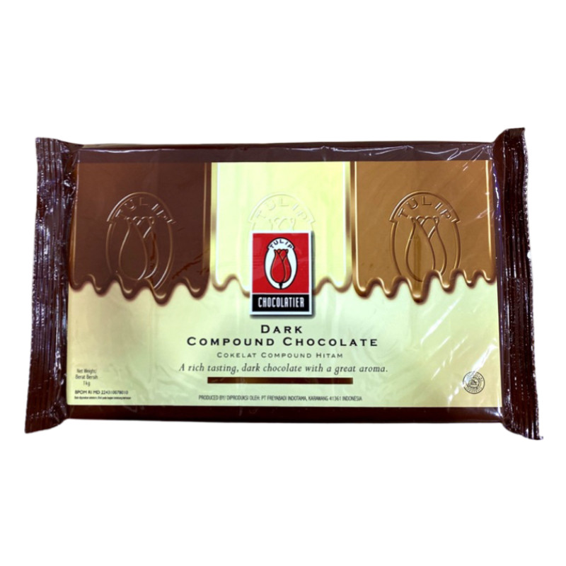 

Tulip Dark Chocolate Compound 1kg - Cokelat Tulip dark 1kg