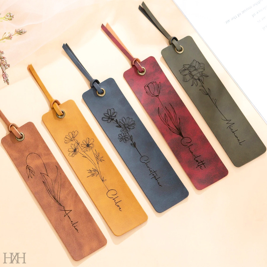

2pcs Personalized Leather Bookmark, Gifts for Book Readers, Bridesmaid Gift, Custom Bookmark, Birthday Gift for her