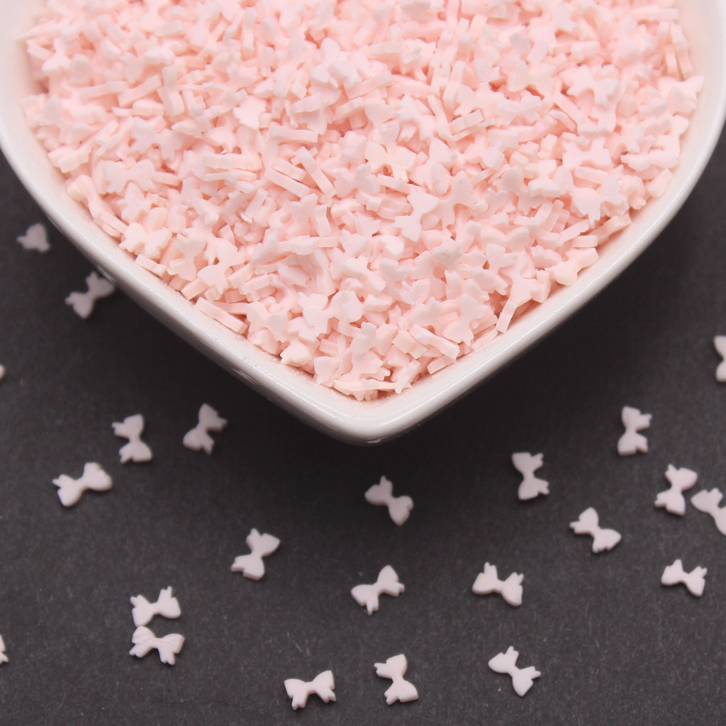 

100g/Lot 5mm Pink Bow Tie Clay Slices Sprinkles Supplies Tumbler Crafts Filling