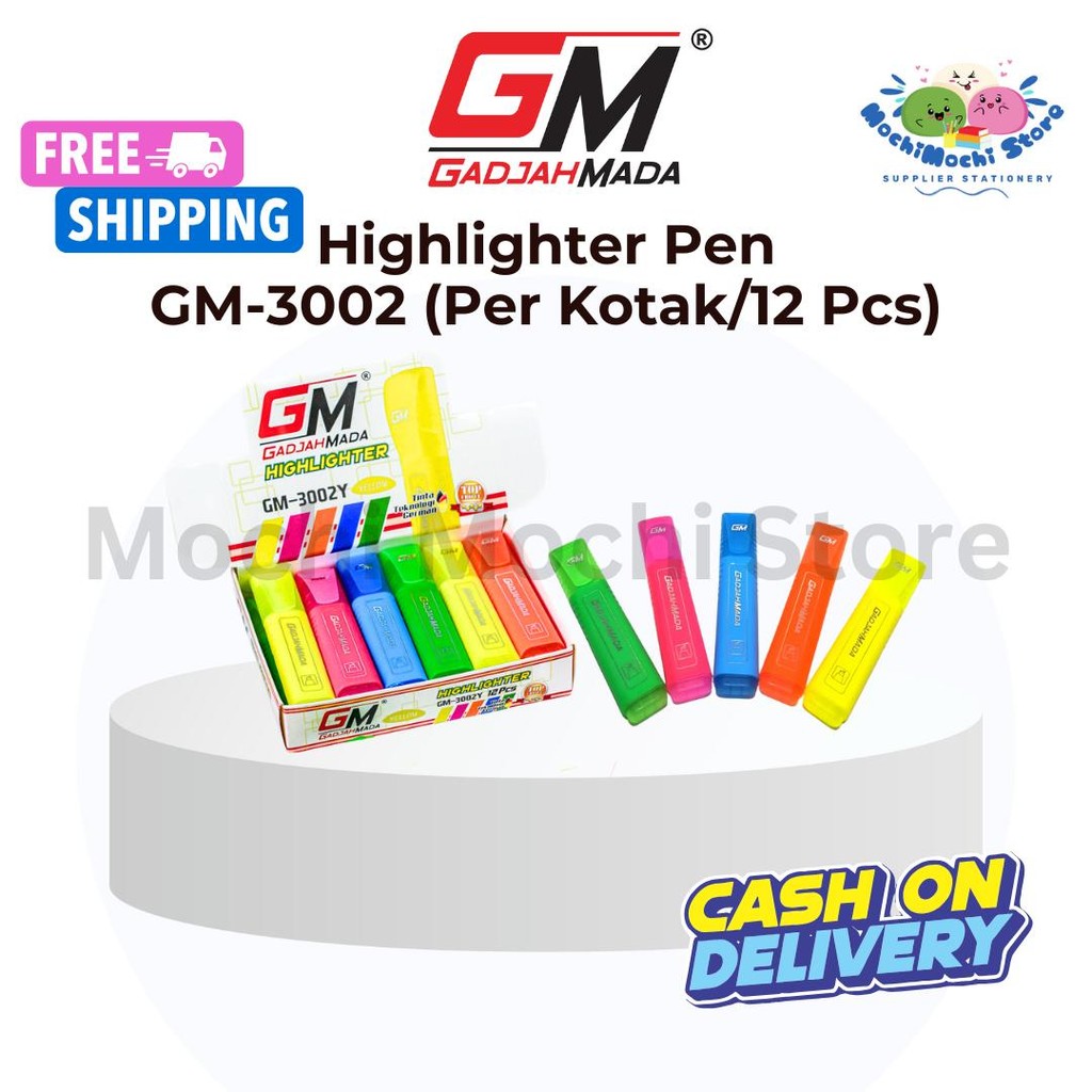 

PER KOTAK/12 PCS Highlighter GM-3002 | Stabilo | Stabilo Highlighter | Penanda Warna Stationery