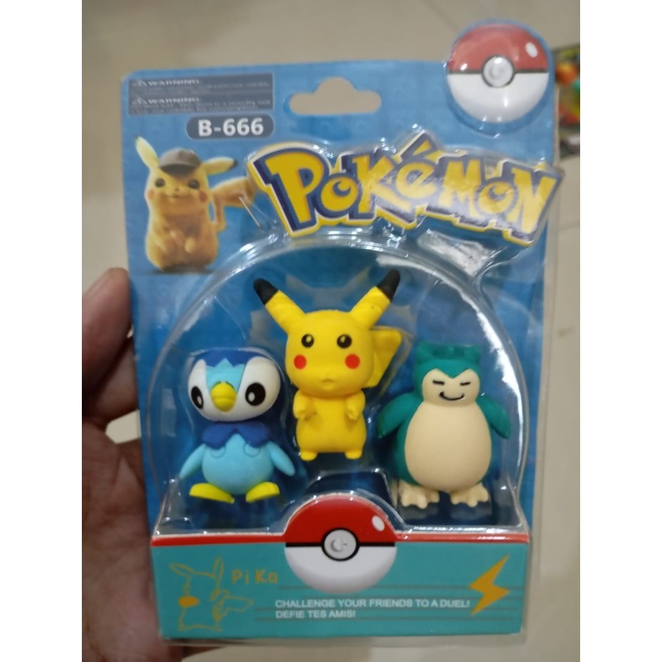 

Penghapus Pensil Karakter Pokemon Set 3 Eraser Alat Tulis Premium - PIKACHU