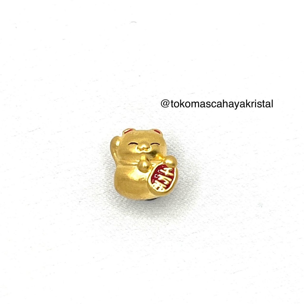 Charm Emas Kucing Rejeki (Padat) Merah  24K HK Hongkong 999% 9999 -Gold Bracelet