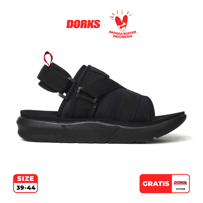 "R.V.Shop" - SALE DORKS -  Kerinci Full Black | Sandal Pria Wanita | Sandal Gunung - 42