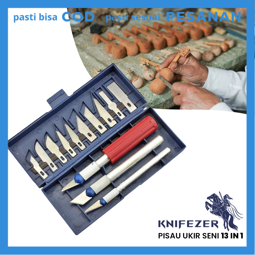 

KNIFEZER Set Pisau Ukir Seni 13 in 1 Crafting Knife 3 Handle - A-003