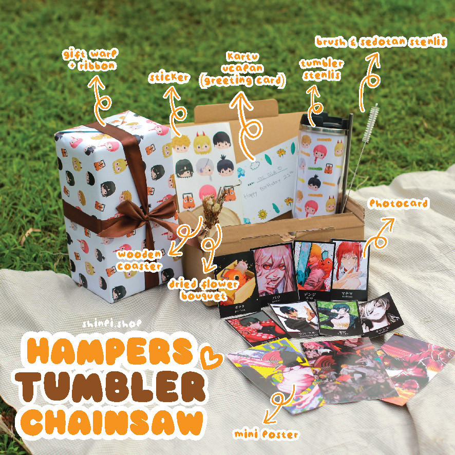 Hampers Tumbler Anime Chainsaw | Giftbox Anime | Hampers Anime | Kado Ulang Tahun Wisuda