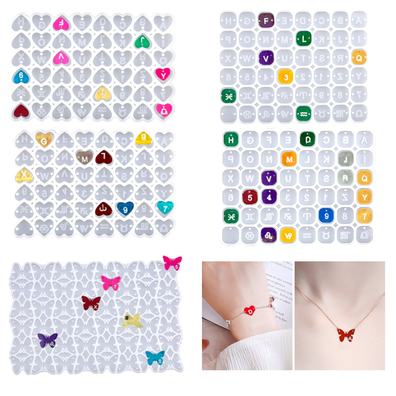 

Square Heart Letter Number Silicone Molds Charms Pendant Epoxy Resin Alphabet Bead Mold for DIY Bracelet Jewelry Making Supplies