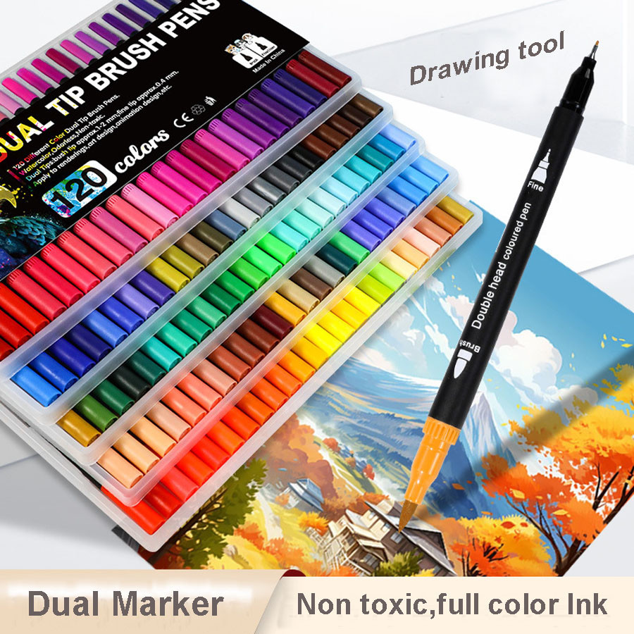 

12-168 Colors Dual Brush Pens Art Markers, Fine and Brush Tip for Adult /children Coloring Lettering Painting ,christmas gifts