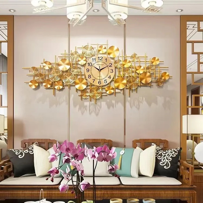 Jam Dinding Besar Mewah Desain Modern Light Chinese, Dekorasi Rumah Elegan & Silent
