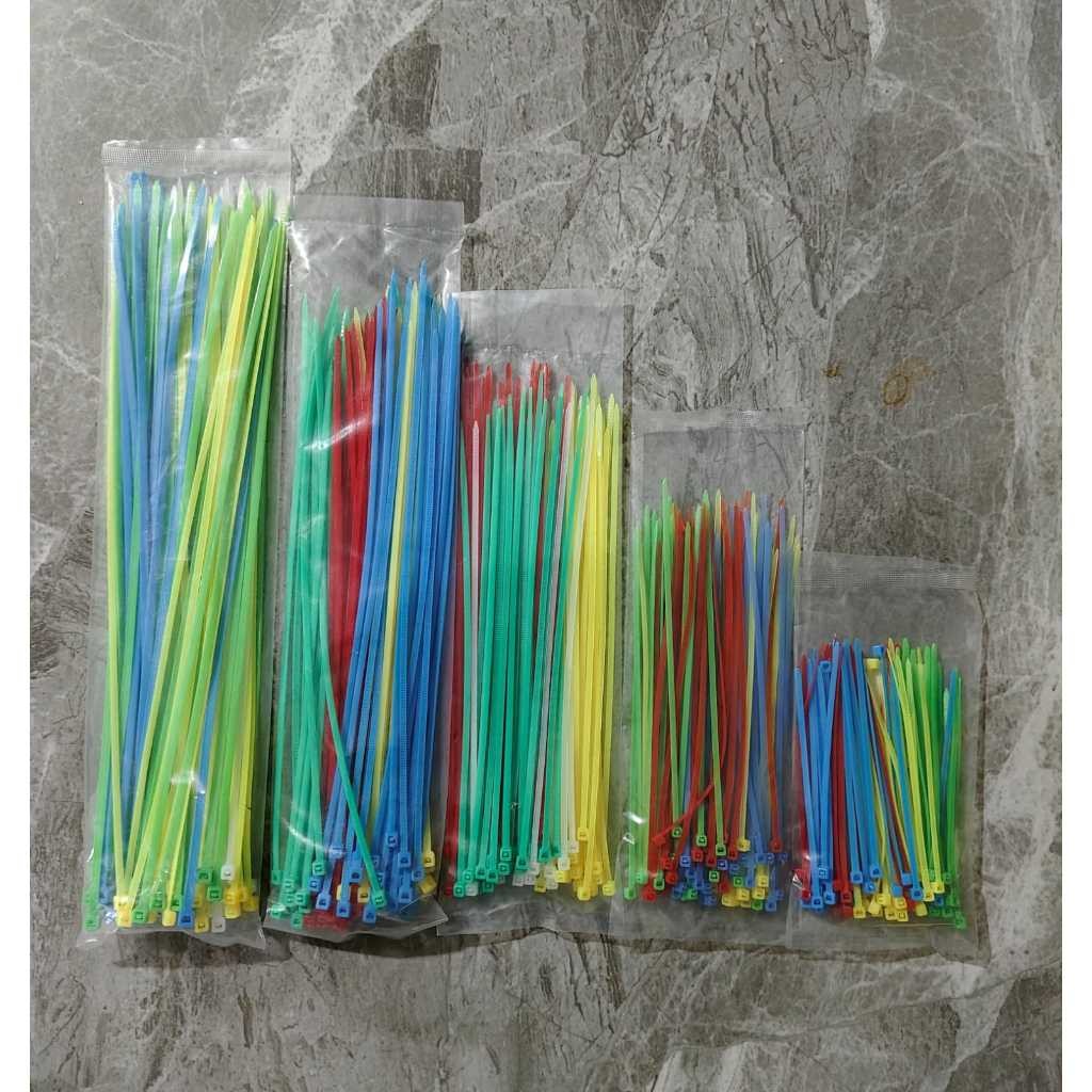 

KABEL TIS WARNA WARNI 10 15 20 25 30 CM CABLE TIES MIX COLOR PENGIKAT NYLON 1 PACK isi 80 PCS