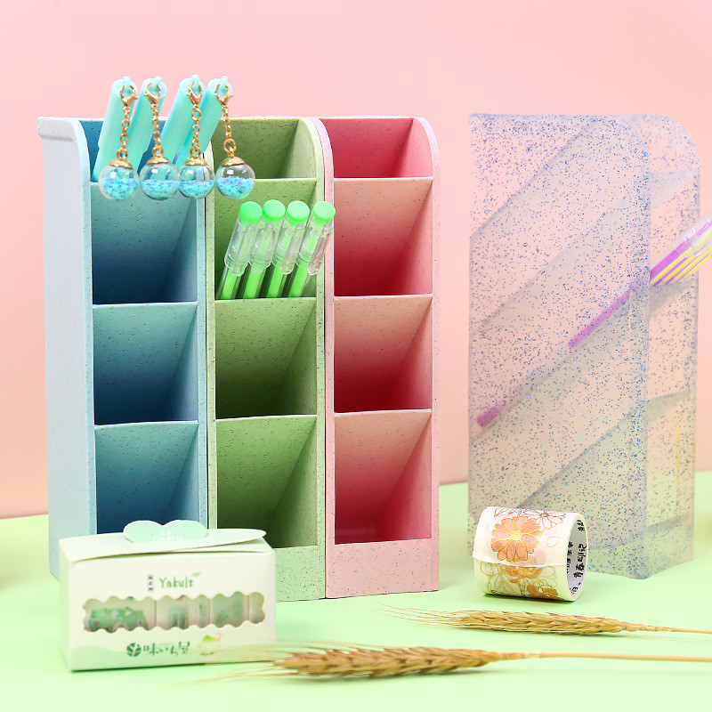 

1pcs Pen Holders Multi-function Desktop Obliquely Inserted 4 Grid Office School Storage Case Desk Pen Pencil Organizer