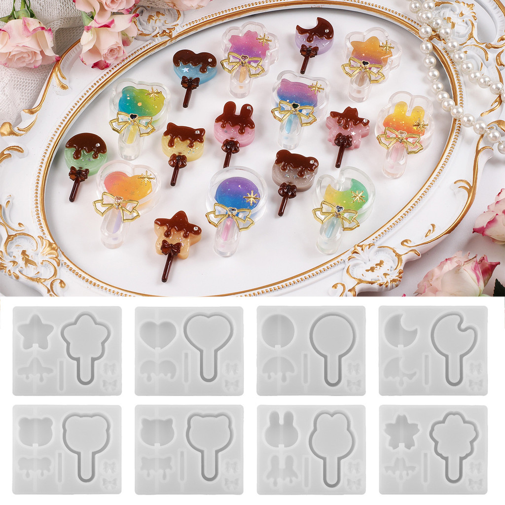 

UV Resin Shaker Lollipop Love Rabbit Pentagram Silicone Mold Quicksand Mold Pendant Casting For DIY Craft Jewelry Pendant Making