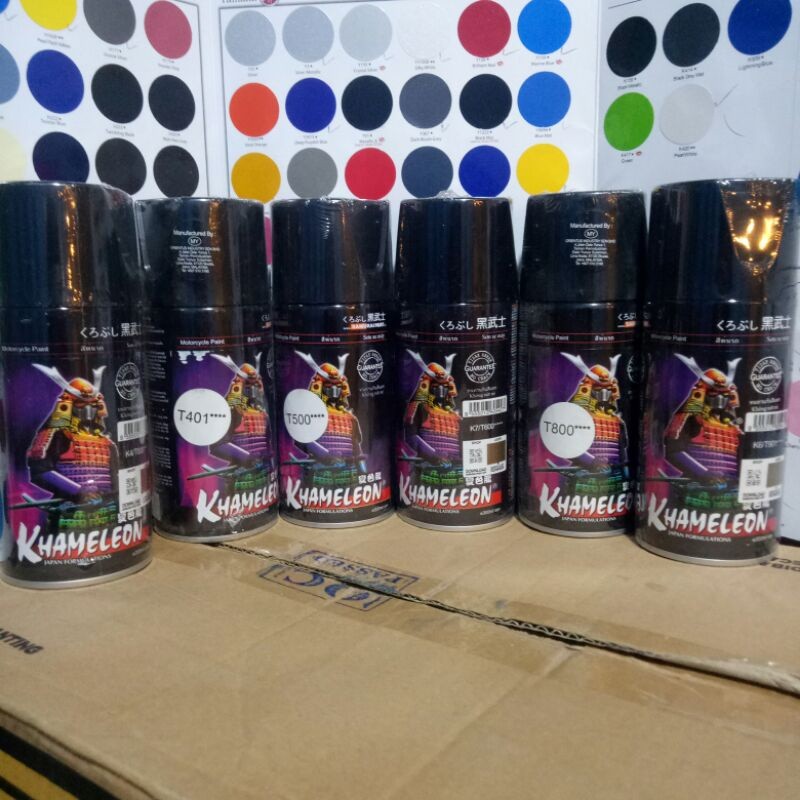 Cat spray pilok pilox samurai khameleon bunglon samurai bunglon unggu biru merah violet t401 3d pain