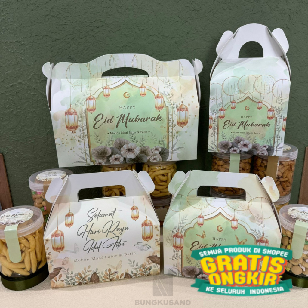 

GABLE BOX LEBARAN / BOX HAMPERS IDUL FITRI / PAPERBAG BINGKISAN DUS PARCEL HARI RAYA KEMASAN KUE KERING GABLE BOX TOPLES / JAR KUE IDUL FITRI EID MUBARAK GABLE BOX 30X10X12 CM GABLE BOX 20X10X11 CM GABLE BOX 14X14X14CM/ keluarga oleh oleh