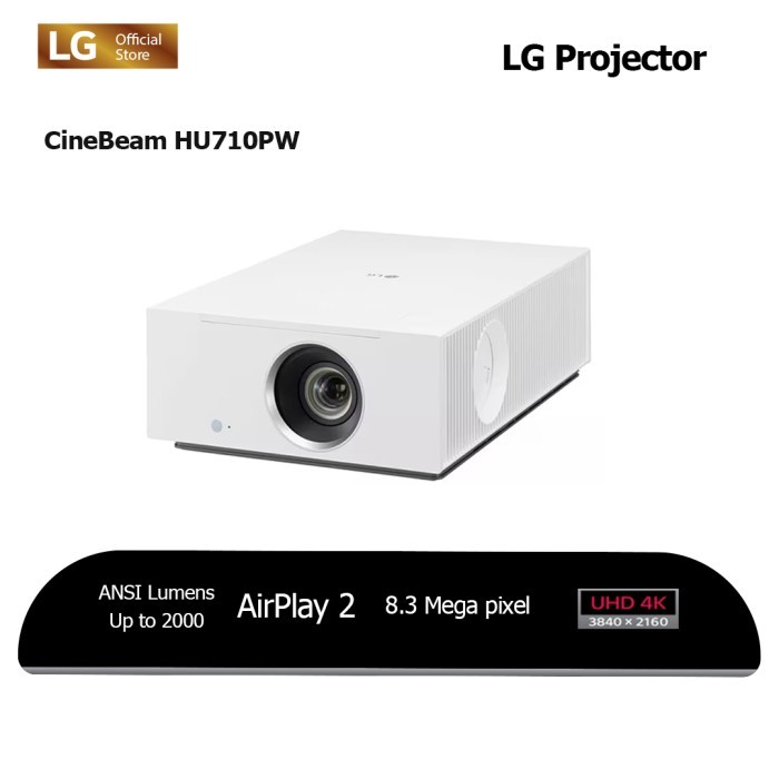 LG Cinebeam HU710PW Projector Laser 4K UHD Hybrid Smart Home Cinema Up to 300-inch Screen and webOS
