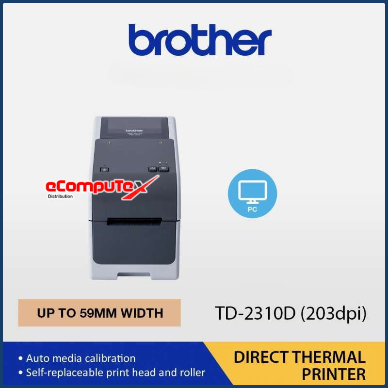 

PRINTER LABEL BROTHER TD-2310D DIRECT THERMAL LABEL PRINTER (203DPI) - ORIGINAL RESMI