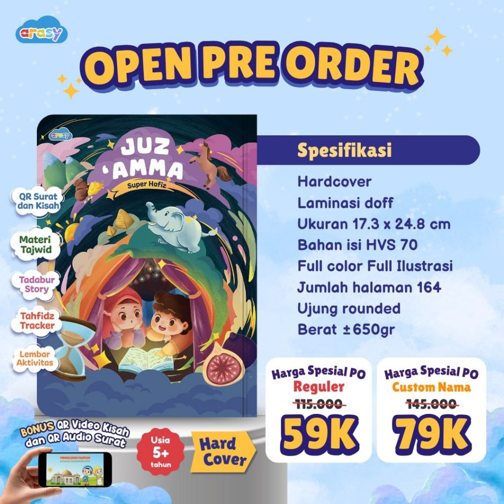 JUZ 'AMMA SUPER HAFIZ, Juz 'Amma Custom Nama, Juz Amma Anak, Juz Amma Hard Cover [Arasy] Bening Sell