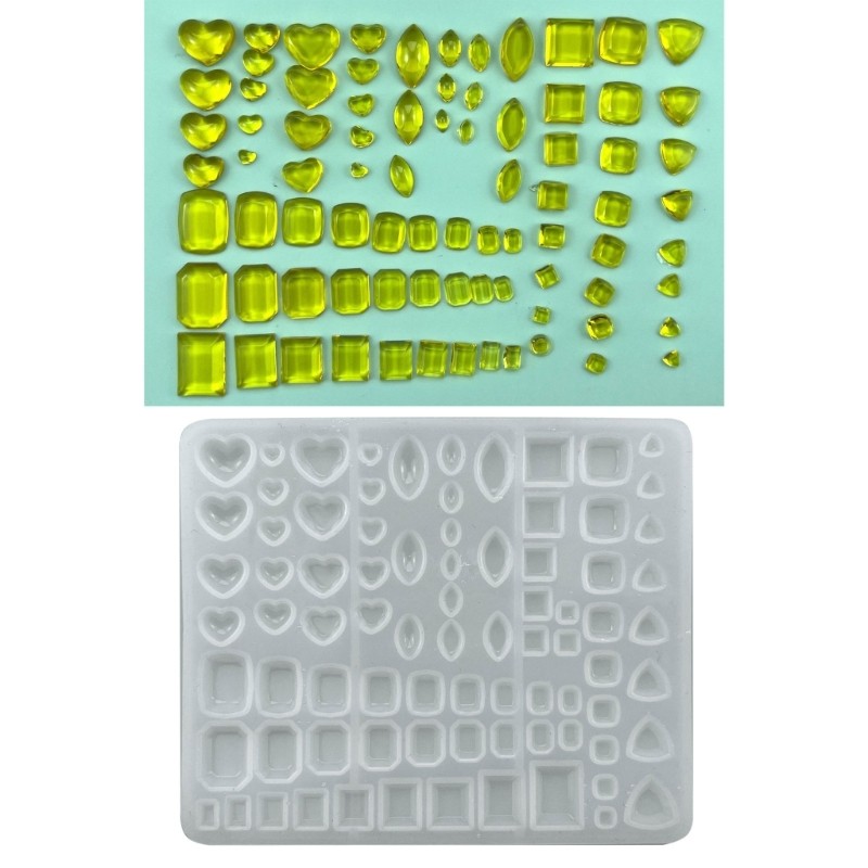 

DIY Small Diamond Shape Charms Silicone Mold Heart Square geometry gemstone Crystal Pendants Gem Stone Jewelry Epoxy Resin Mould