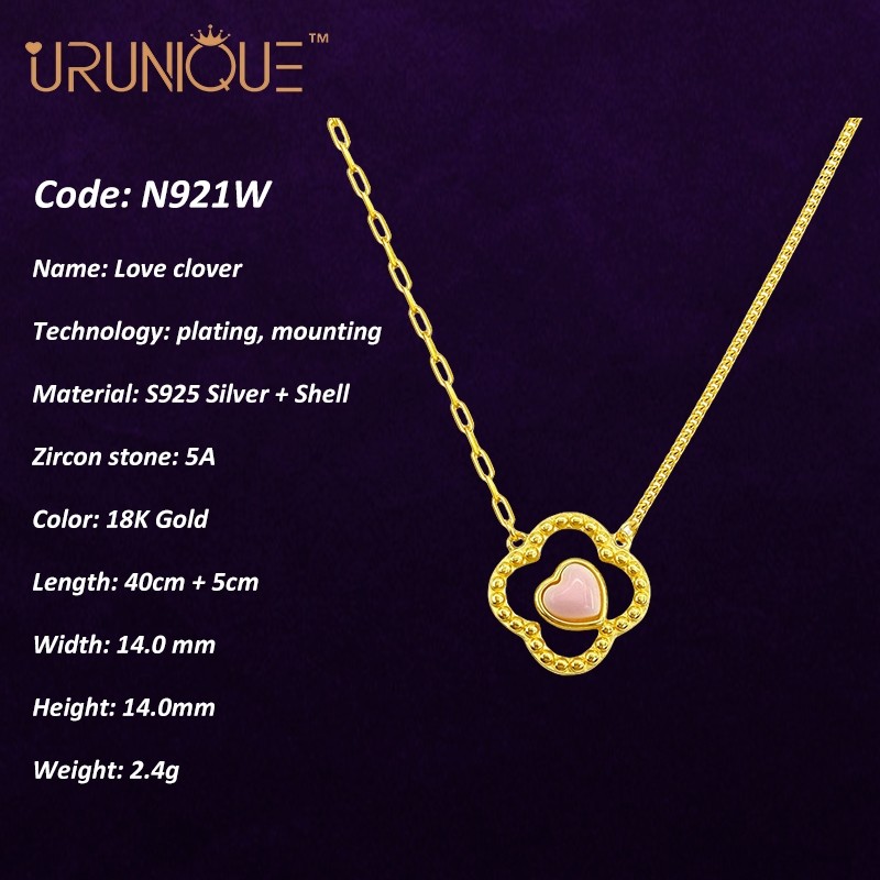 URUNIQUE Kalung Liontin Wanita Necklace Kalung Perak asli 925 Kalung Emas 18K Gold