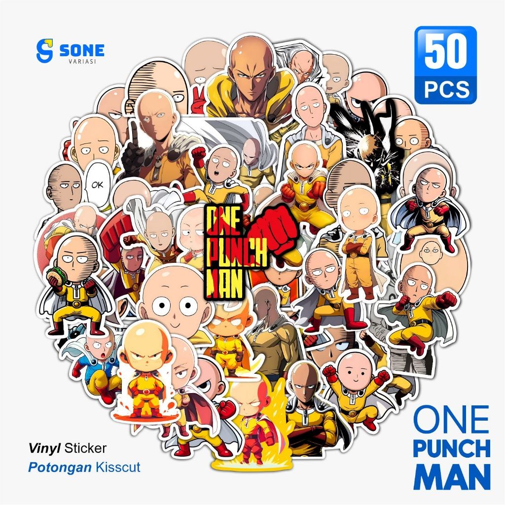 

Sticker One Punch Man Paper Vinyl Anti Air Aksesoris Laptop Buku Tumbler