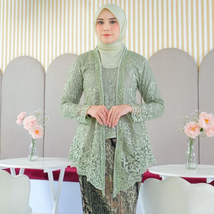 Kutu Baru Payet // Atasan Wisuda // Kebaya Wisuda // Kebaya Couple - SET SAGE GREEN, M