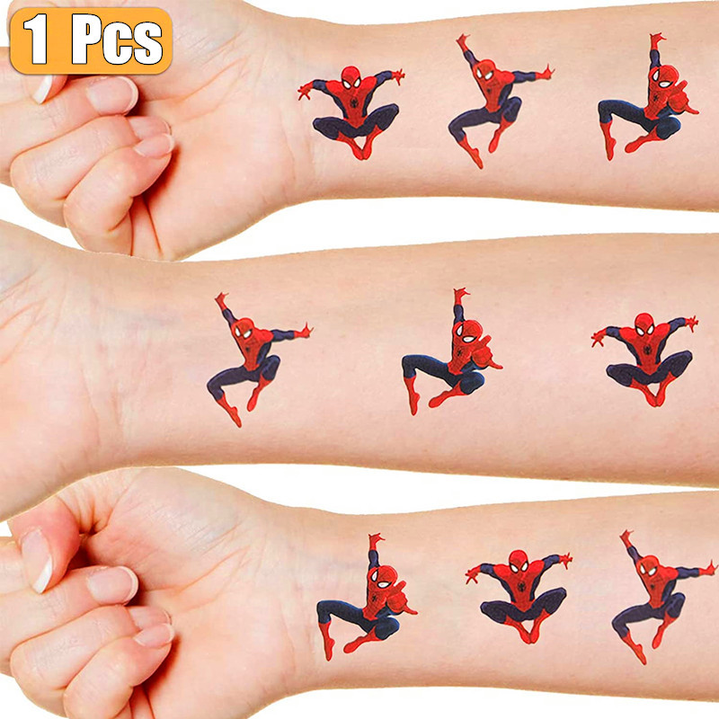 

Cartoon Spiderman Theme Tattoo Stickers Kids Boys Birthday Party Decorations Superhero Party Sticker Baby Shower Party Supplies