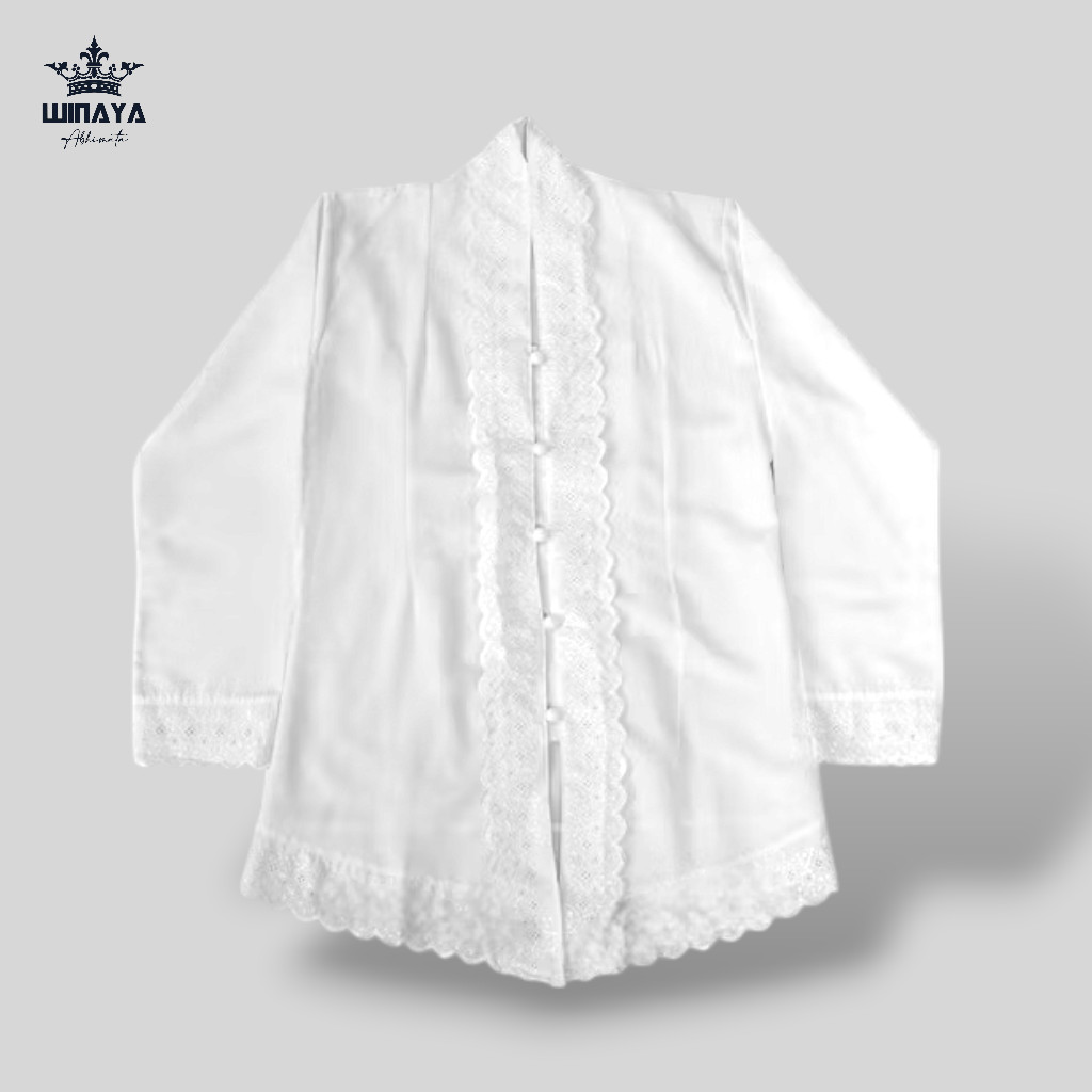 Kebaya Encim Seragam Sekolah SD SMP SMA Putih Lengan Panjang Bordir