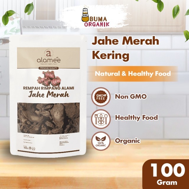 

ALAMEE Jahe Merah Kering Iris Dried Ginger Rempah Rimpang Organik Alami Bumbu Masakan Masak 100 BUMA