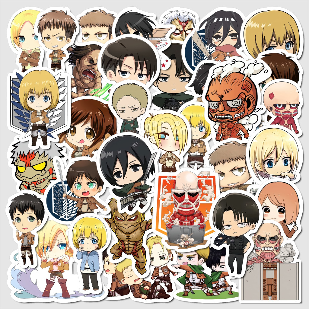 

50PCS Stiker Attack On Titan / Shingeki no Kyojin / Vinyl Waterproof Anti Air / Sticker Anime Buku Journal Koper Motor Casing HP Laptop Tumbler Botol Minum Sepeda IPad Tablet Polaroid Kulkas