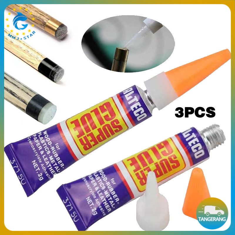3PCS Cue Tip Super Lem Perekat Master Tip Billiard 2g Glue