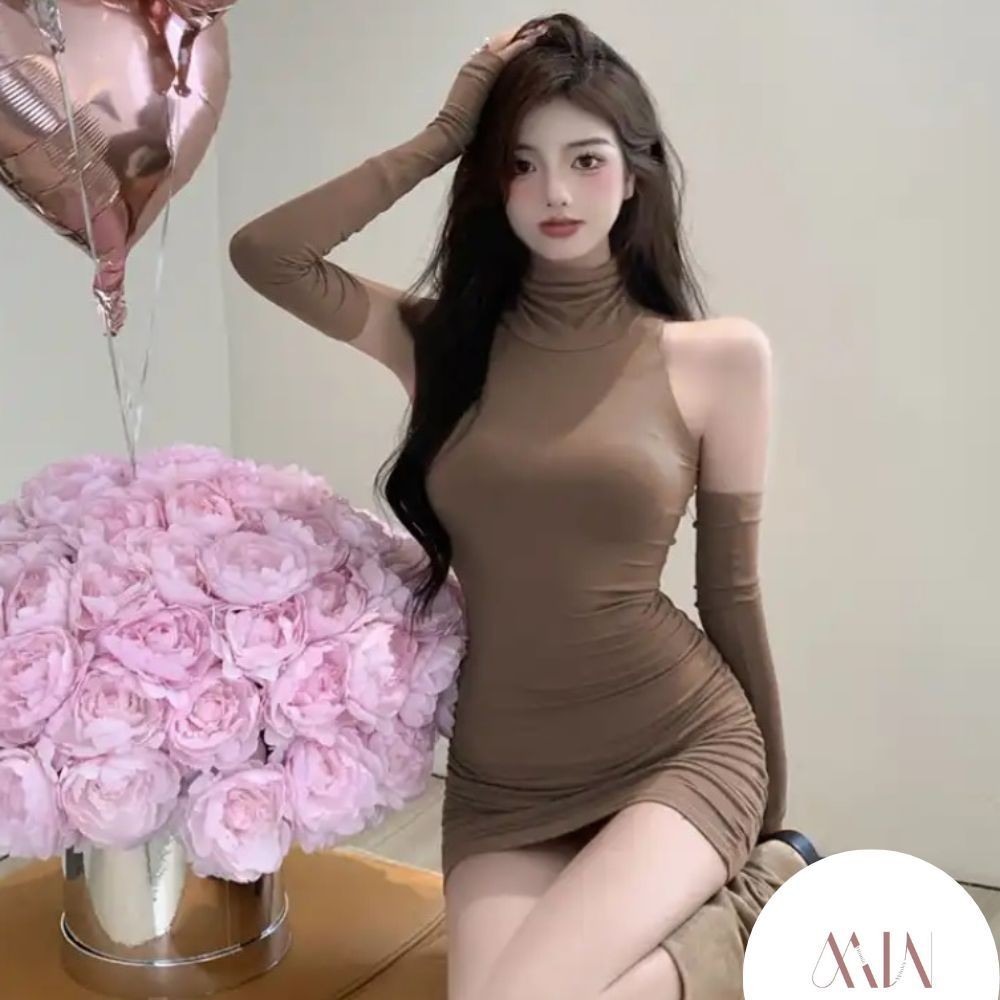 GK DRESS MINI BODYAN DRESS SEXY DRESS LENGAN PANJANG KOREAN STYLE ELEGAN DRESS