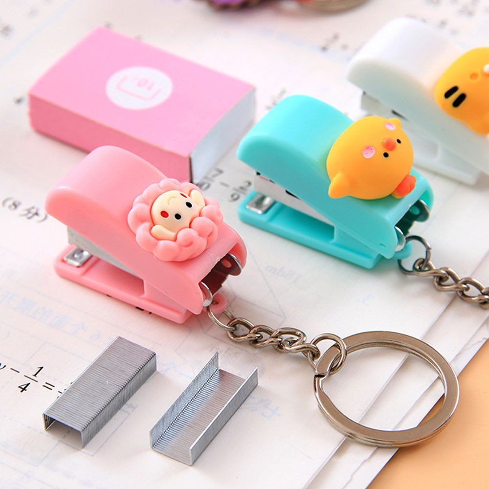 

Cute Mini Stapler Portable Cartoon Stapler Paper Clips No.10 Document Binding Hoops Binder Tools File Organizer Office Supplies