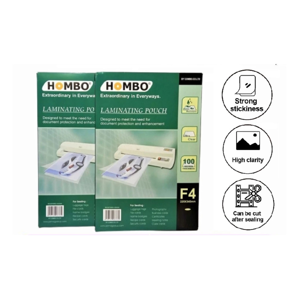 

Plastik Laminating F4 Hombo Isi 100 Lembar 225x340mm | 1 Pack