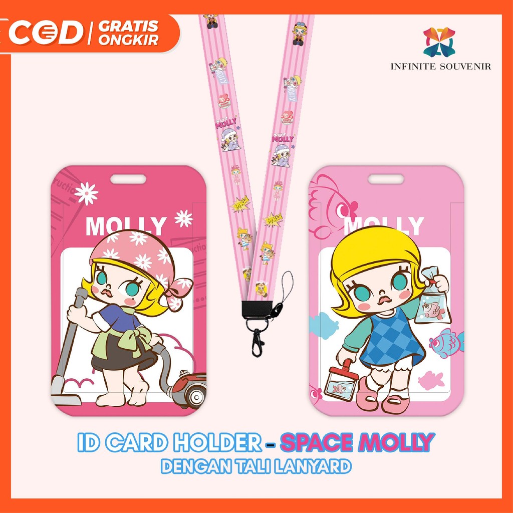 

[N004] SPACE MOLLY / Name Tag Card Holder Motif POP M*RT dengan Tali Lanyard