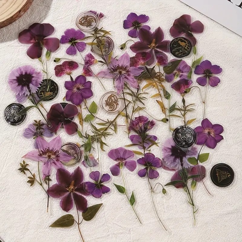 

JIANQI 40 pcs Dried Flower Collection Record PET Stickers Decorative handmade Scrapbooking Material Diary Album Craft Supplies