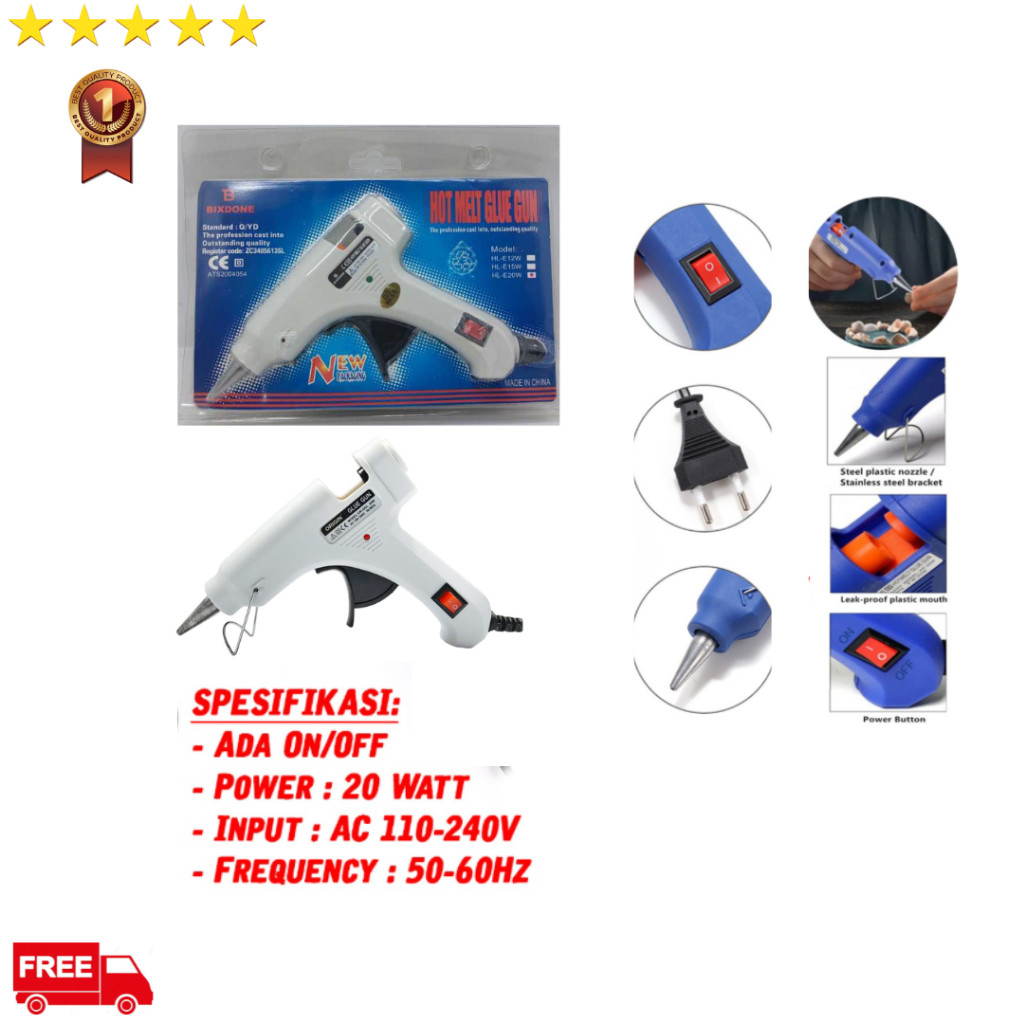 

Alat Lem Tembak - Glue Gun Kecil FCC 20 Watt On/Off / J S
