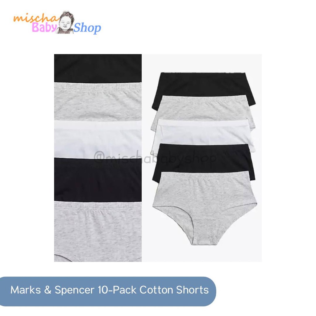 Marks & Spencer 10-Pack Cotton Shorts | Pakaian Dalam Anak Perempuan