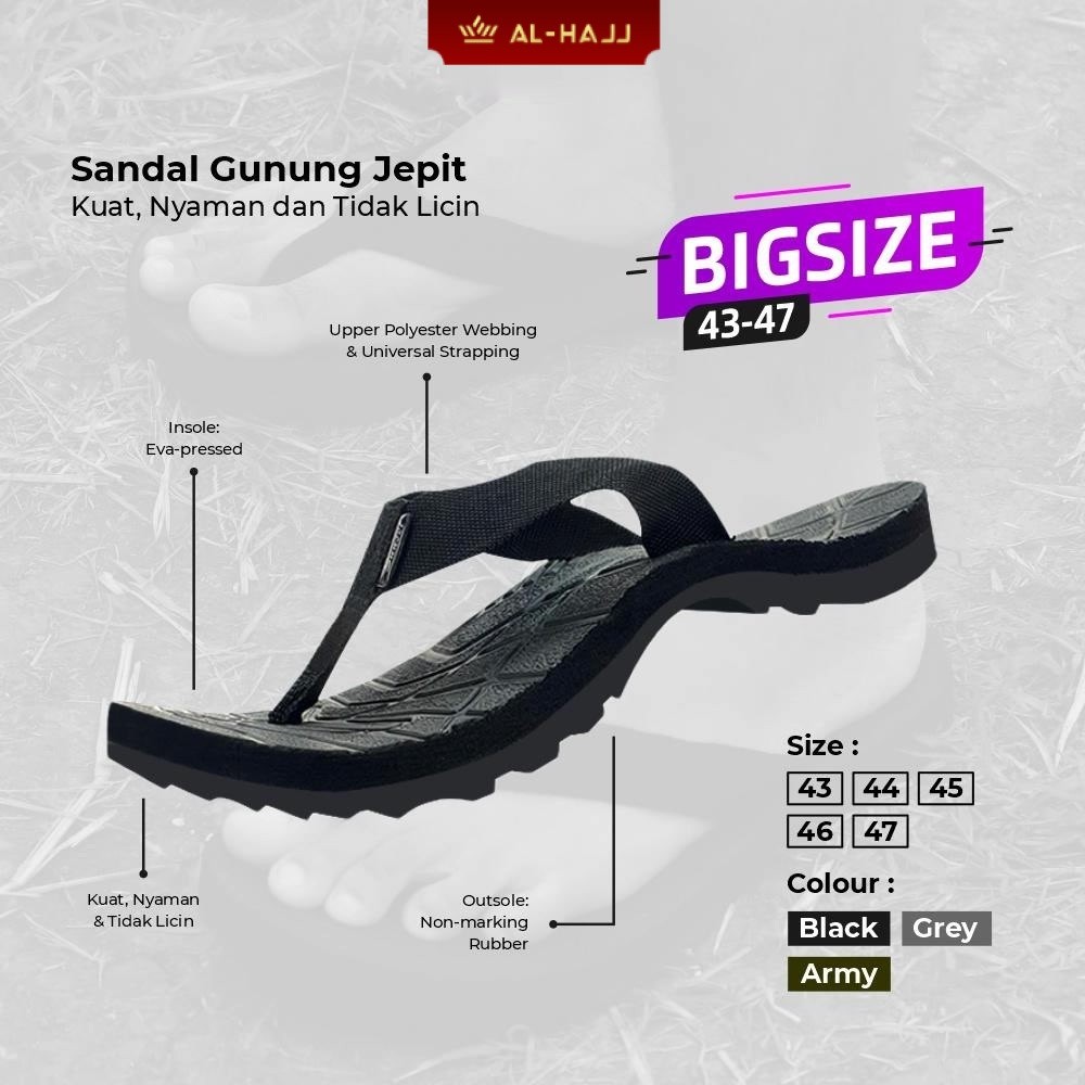 AL HAJJ Sandal Gunung Pria Outdoor Jumbo Size 45 46 47