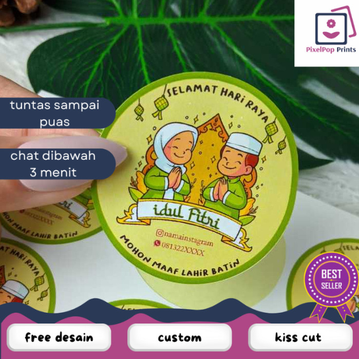 

Opikapip 5-8 Cetak Sticker Label Bulat Idul Fitri Stiker Lebaran Toples Label Kue Kering Cookies