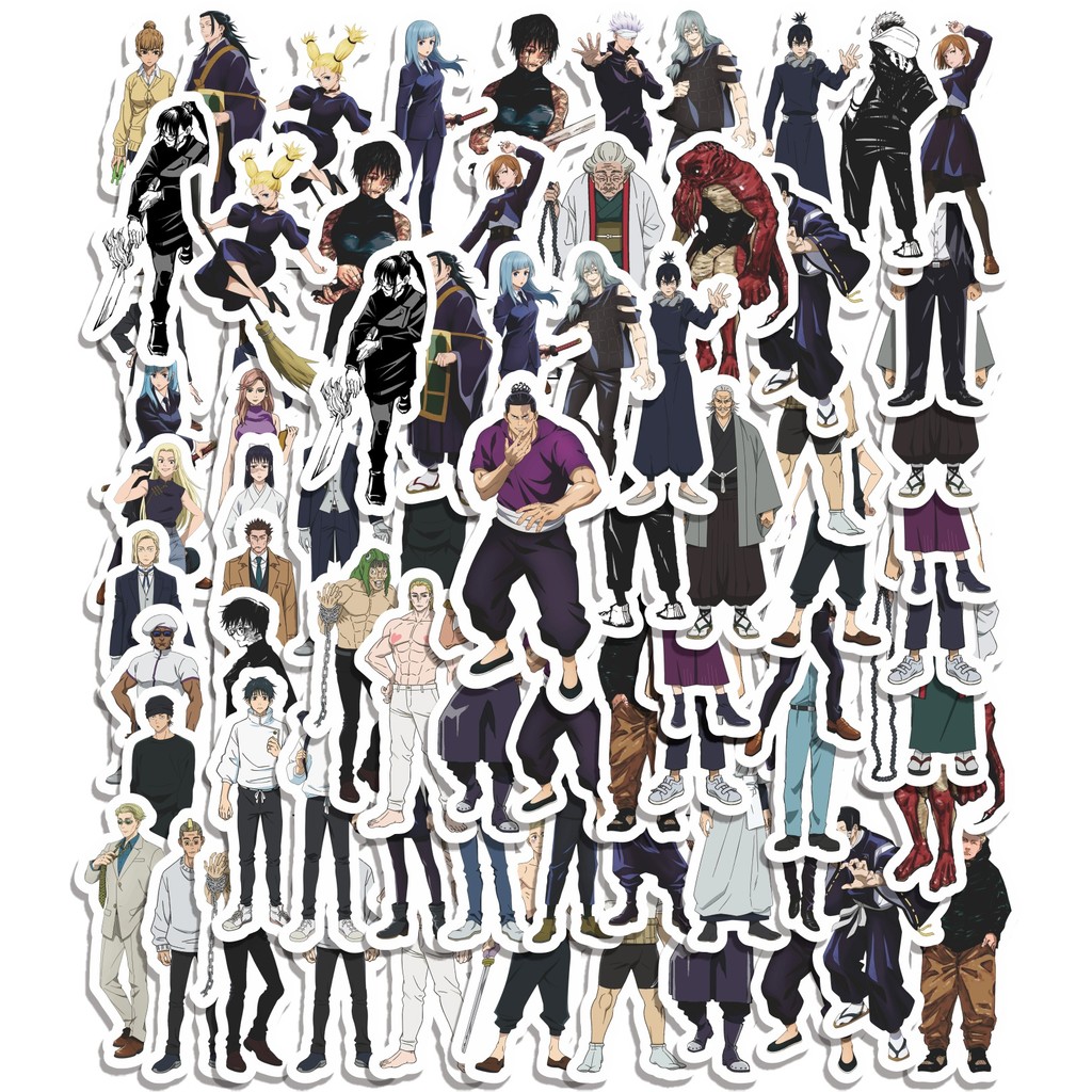 

COD 50 Pcs Stiker Jujutsu Kaisen B&W Lucu Anti Air Untuk Dekorasi Notebook Sepeda Skateboard Handphone DIY