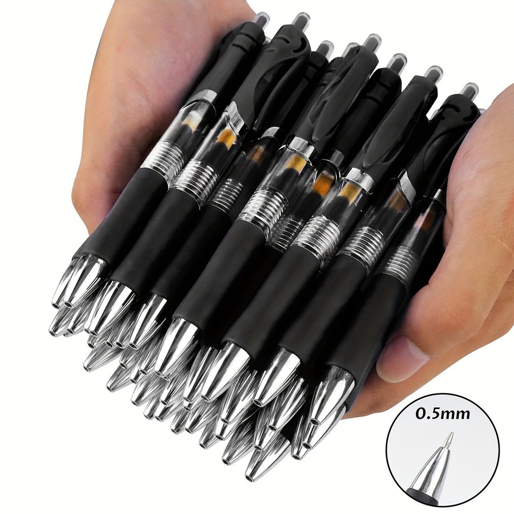 

15pcs High-capacity Retractable Gel Pens Black Blue Ink 0.5mm Ballpoint Replaceable Refills Office School Supplies Stationery